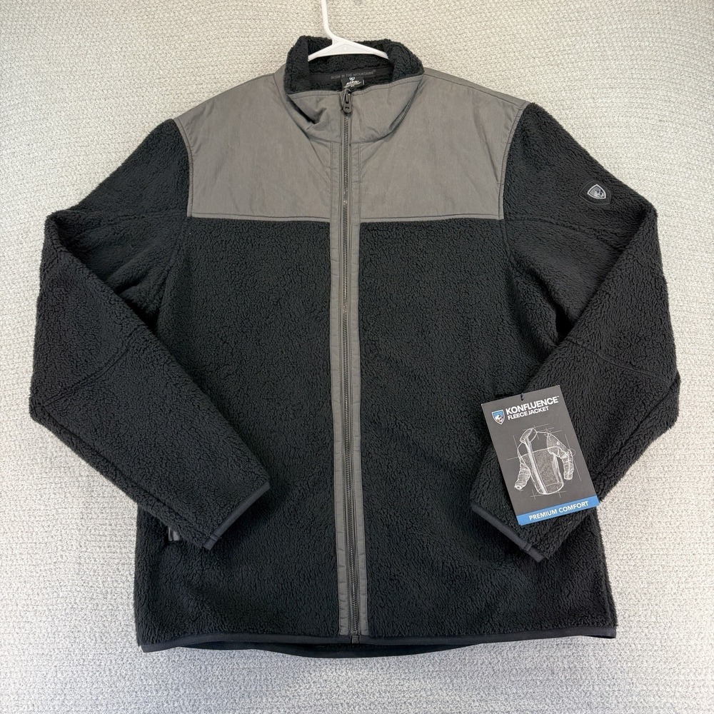 Kuhl Konfluence Fleece Jacket Mens XL Raven Carbon Full Zip Pockets Outdoor Hike